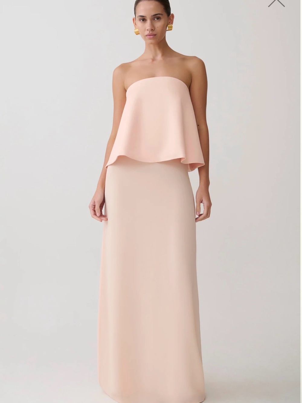 Meshki Blush Pink Strapless Draped Evening Dress